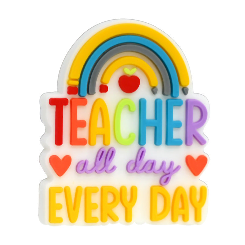 Wholesale   Random 100pcs/pack  Teacher Series Cartoon Soft Rubber Beads